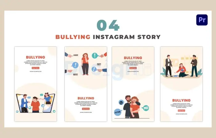 Cyber and Physical Bullying Flat Character Instagram Story